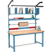 GLOBAL EQUIPMENT Packing Workbench W/Riser Kit, Maple Butcher Block Square Edge, 72"W x 30"D 244196